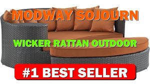Modway Sojourn Wicker Rattan Outdoor Patio Sunbrella Fabric Daybed in Canvas Tuscan - B0180NOPCC