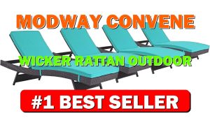 Modway Convene Wicker Rattan Outdoor Patio Chaise Lounge Chairs in Espresso Turquoise - B01JNQ3SPU