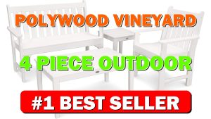 Polywood Vineyard 4-Piece Outdoor Bench Seating Set White HDPE Patio Furniture - B07CQ9SSL2