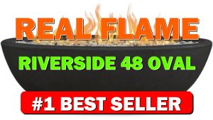 Real Flame Riverside 48" Oval Propane Fire Pit Bowl, Push-Button Ignition, Includes - B087634NMG