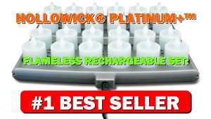 Hollowick® Platinum+™ Flameless Rechargeable Set: (24) Amber LED Candles, (2) Charging - B088G1L19P