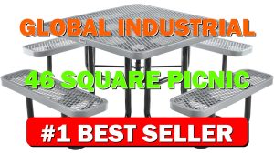 Global Industrial 46" Square Picnic Table, Expanded Metal, Gray Thermoplastic Coating, - B08B42QVB4