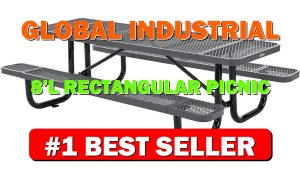 Global Industrial 8’L Rectangular Picnic Table, Expanded Metal, Gray Thermoplastic Coat - B08B446PTT