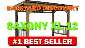 Backyard Discovery Saxony XL 12' x 6' Cedar Wood BBQ Grill Gazebo - B0B2YW6ZZ6
