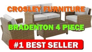 Crosley Furniture Bradenton 4-Piece Wicker Outdoor Loveseat and Swivel Rocker Patio Fur - B0BD94F978