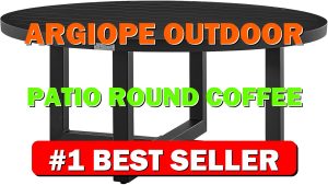 Argiope Outdoor Patio Round Coffee Table in Black Aluminum - B0BN6R7RV4