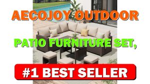 AECOJOY Outdoor Patio Furniture Set, 7 Pieces Clearance Sectional Rattan Dining Table&C - B0BVYDDNTF