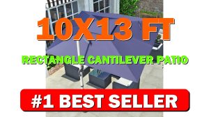 10x13 FT Rectangle Cantilever Patio Umbrella with Cross Base and Cover Included - B0BX8MYQZ3