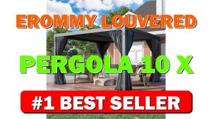 EROMMY Louvered Pergola 10' x 10' Outdoor Hard Top Pergola with Aluminum - B0BYSNXK8T