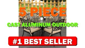 5-Piece Cast Aluminum Outdoor Patio Dining Set, All Weather Cast Aluminum Outdoor - B0C6JJZFWX
