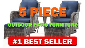 5 Piece Outdoor Patio Furniture Set Wicker Conversation Bistro Set Swivel Rocking - B0C9J41RHM