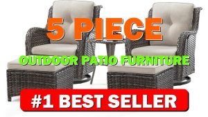 5 Piece Outdoor Patio Furniture Set Wicker Conversation Bistro Set Swivel Rocking - B0C9J6FGW8