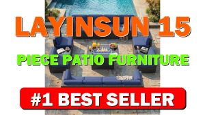LayinSun 15 Piece Patio Furniture Set with Fire Pit Table, Outdoor Conversation - B0CHYB51HG
