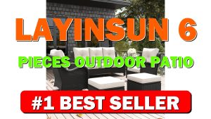 LayinSun 6 Pieces Outdoor Patio Furniture Set, Rattan Wicker Sectional Swivel Rocker - B0CL7GFS21