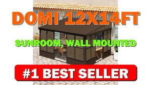 Domi 12x14FT Sunroom, Wall Mounted Sunroom Kit with Galvanized Steel Sloping Roof, - B0CPSK1F22