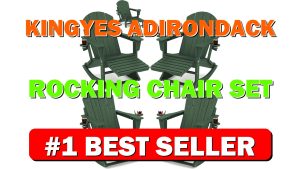 KINGYES Adirondack Rocking Chair Set of 4 with Retractable Ottoman and Cup - B0CQ4GJGQV