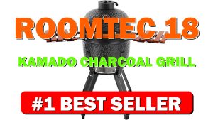 ROOMTEC 18'' Kamado Charcoal Grill with Cover, Portable Camping Grill with Cart - B0CQXJYJBF