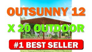 Outsunny 12' x 20' Outdoor Pergola, Wood Gazebo Grape Trellis with Concrete - B0CW2W7PY5