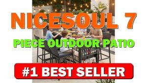 NICESOUL 7-Piece Outdoor Patio Bar Set, Wicker High Top Table with 6 - B0CW5V6W8S