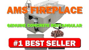 AMS Fireplace Genuine Concrete Rectangular Propane Fire Pit Table for Outside Patio - B0CYQ2WVVL