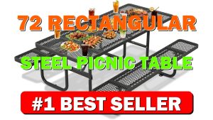 72'' Rectangular Steel Picnic Table for Outdoors,Commercial Metal Picnic Table with Umb - B0D1YFY9QF