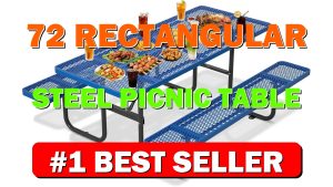 72'' Rectangular Steel Picnic Table for Outdoors,Commercial Metal Picnic Table with Umb - B0D1Z86NND