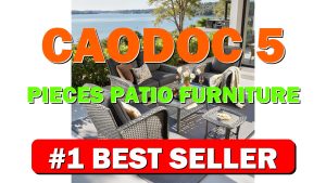CAODOC 5 Pieces Patio Furniture Set,Outdoor Furniture with Rockers, Rattan Conversation - B0D7RVJ1LQ