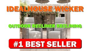 IDEALHOUSE Wicker Outdoor Recliner Reclining Patio Chair with Adjustable Back & Footres - B0GXZ64YWB
