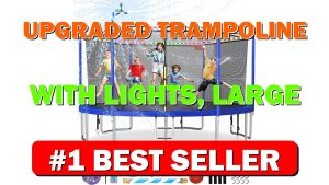 Upgraded Trampoline with Lights, Large Outdoor Trampoline with Sprinkler,Basketball Hoo - B0D2XL5WB4