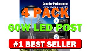 4 Pack 60W LED Post Top Light with Photocell, 60W 48W 36W - B0DFPCG1TS