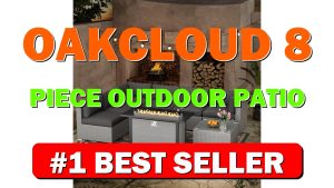 Oakcloud 8-Piece Outdoor Patio Furniture Sofa Set with 45” Propane Gas Fire - B0DG22PKVV