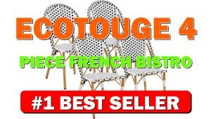 ECOTOUGE 4-Piece French Bistro Chair Set, Handwoven Wicker Patio Dining Chairs with - B0F6LR5TRH
