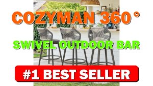 Cozyman 360° Swivel Outdoor Bar Stools Set of 3, Modern Aluminum Wicker - B0DWF6SXXD