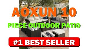 Aoxun 10 Piece Outdoor Patio Furniture Set 9 Seats, Outdoor Sectional with - B0GMH8V6JT
